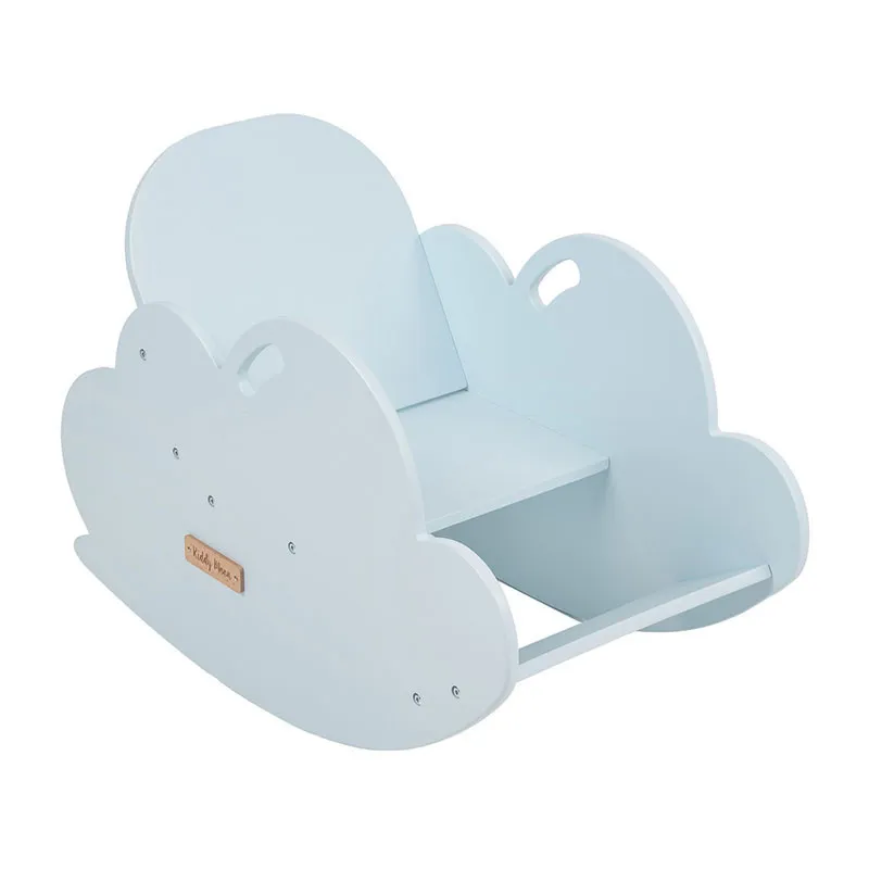 Fauteuil à bascule Nuage en bois Bleu - 76x40x47cm-0
