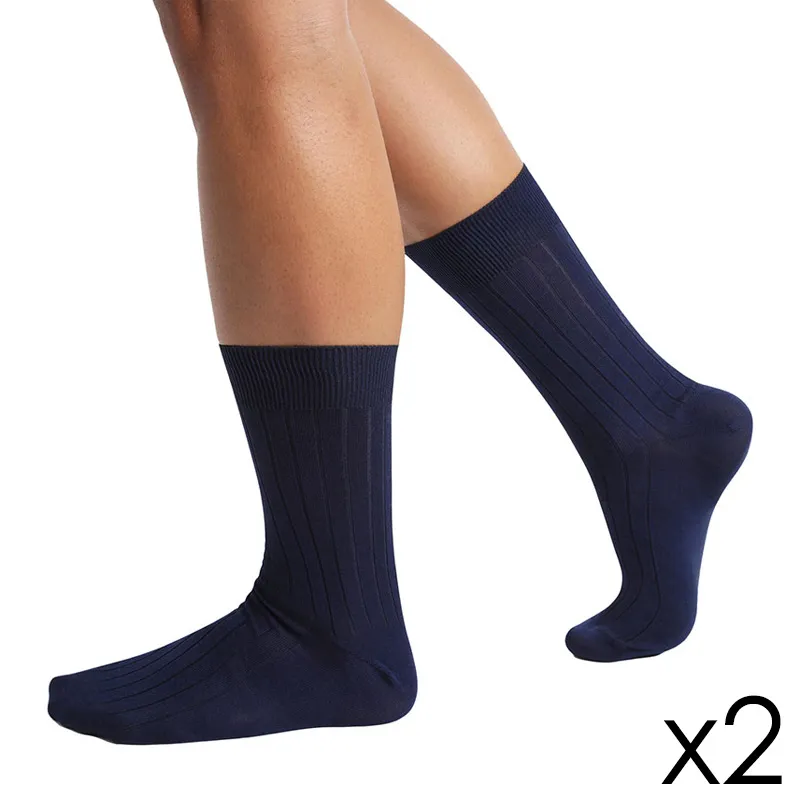2 paires de Chaussettes Homme Fil d'Écosse - Marine-0