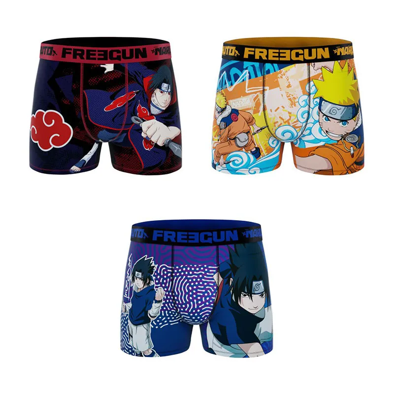 3 boxers homme Naruto Classic - Noir/Bleu/Jaune/Rouge-1