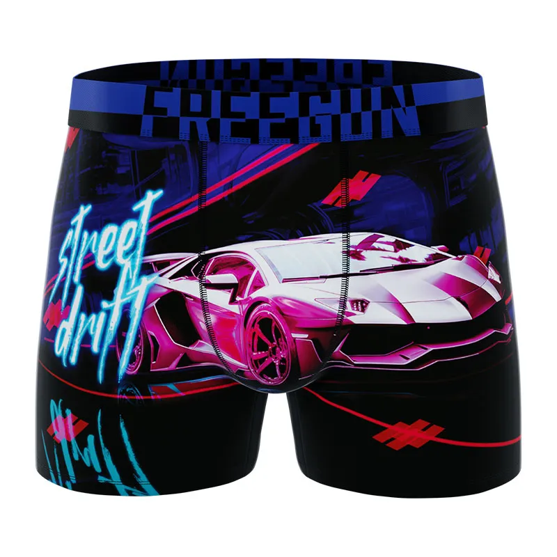 5 boxers homme Tech Glitchy - Noir/Jaune/Violet/Rouge-11