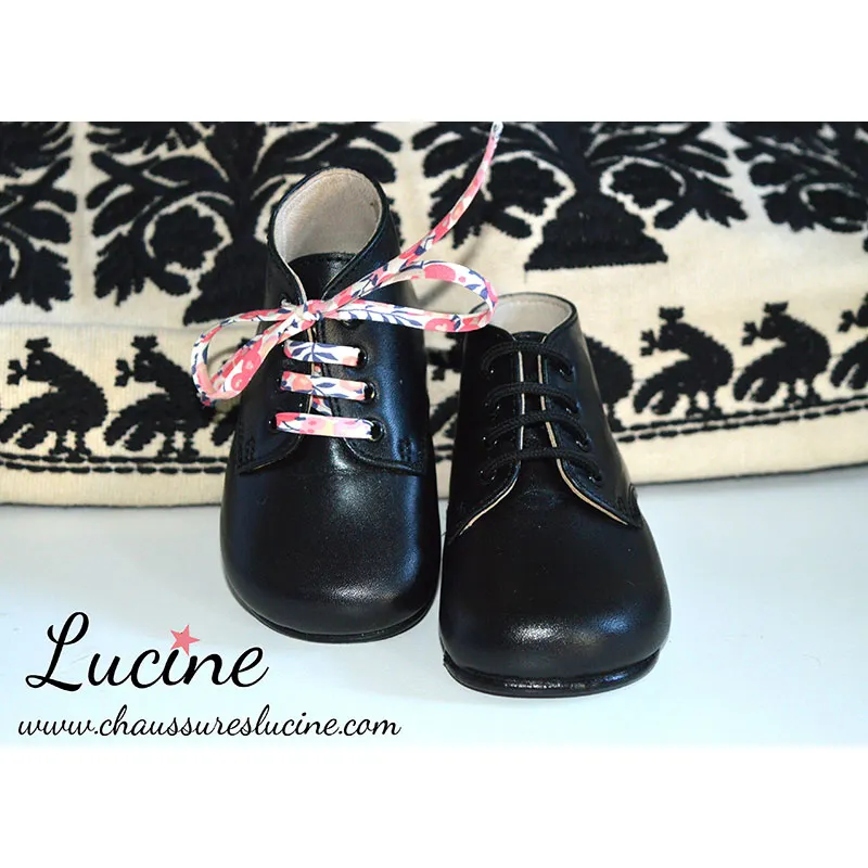 Chaussures bébé bottillons Arthur - Cuir Noir-1