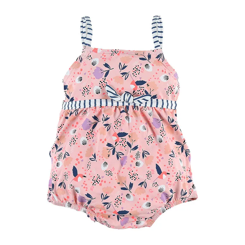 Maillot de bain 1pc. anti-fuite Fleurs - Rose/Bleu-4