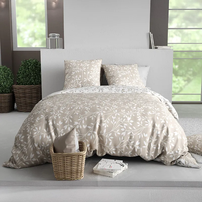 Parure 3pcs Microfibre effet pêche Terence Beige-0