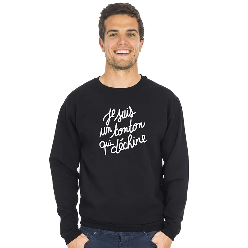 Sweat Homme Je suis un tonton qui déchire - Noir-0