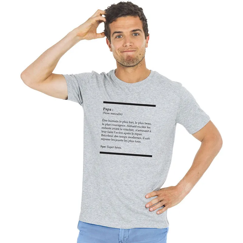 T-shirt Homme Définition papa BIO - Gris Chiné-0