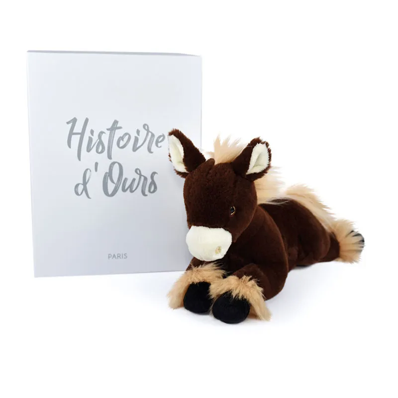 Peluche Cheval allongé Alezan Marron foncé-0