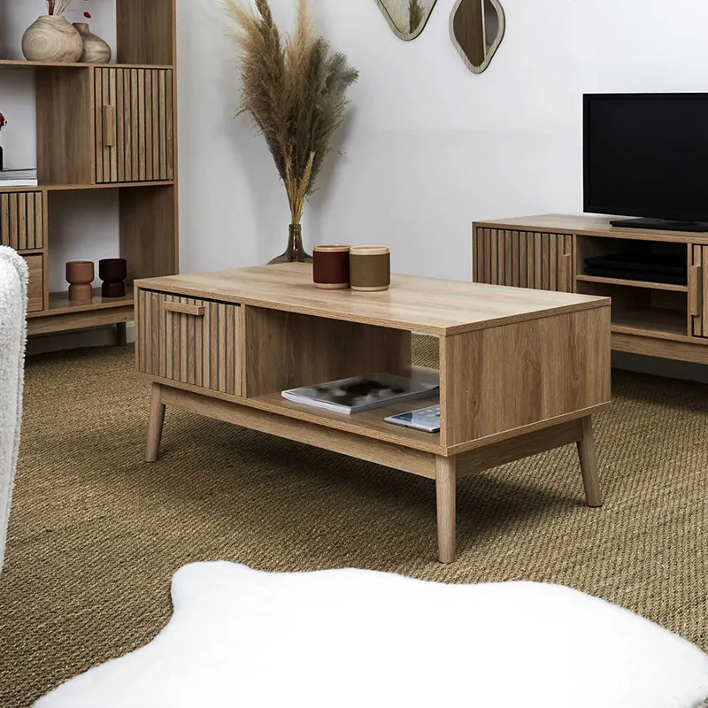 Table Basse Klaus Bois Naturel - 106x10x54cm-0