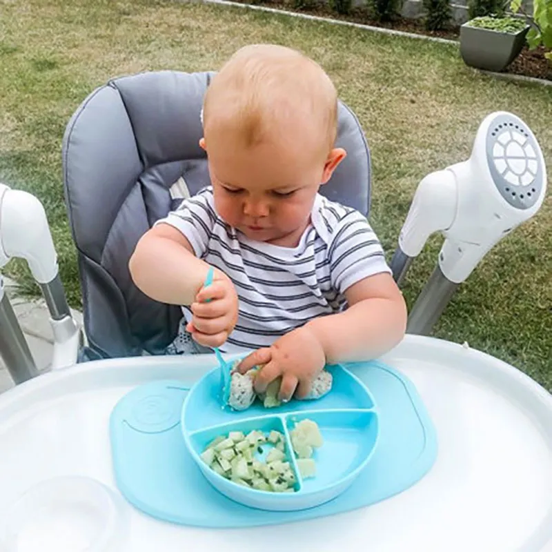 Assiette antidérapante compartimentée Bleu - 6m+-4
