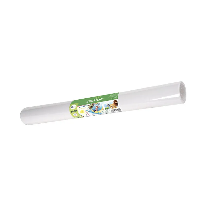 Rouleau papier à dessin Blanc 90g - 0,5x5m-0