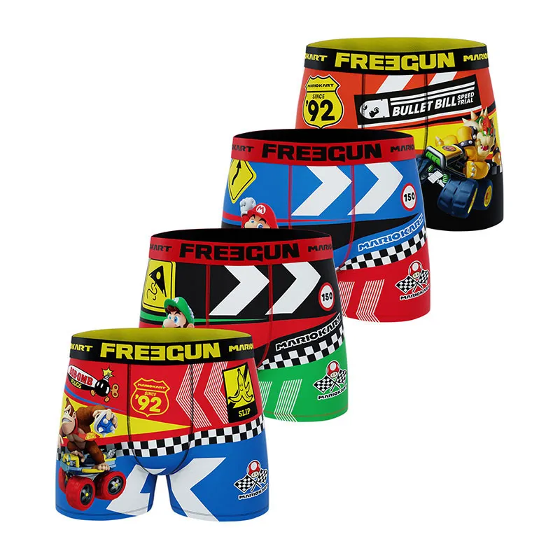 4 Boxers Garçon Super Mario Kart - Jaune/Rouge/Noir/Bleu-0