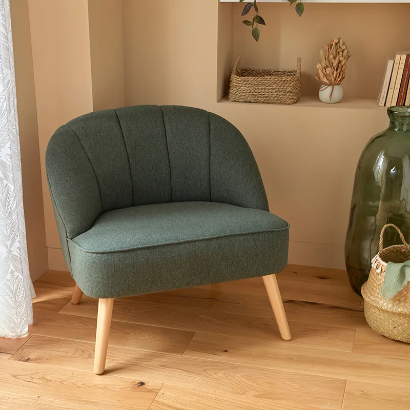 Fauteuil Naova bouclette Cèdre - 78x72x71cm-1