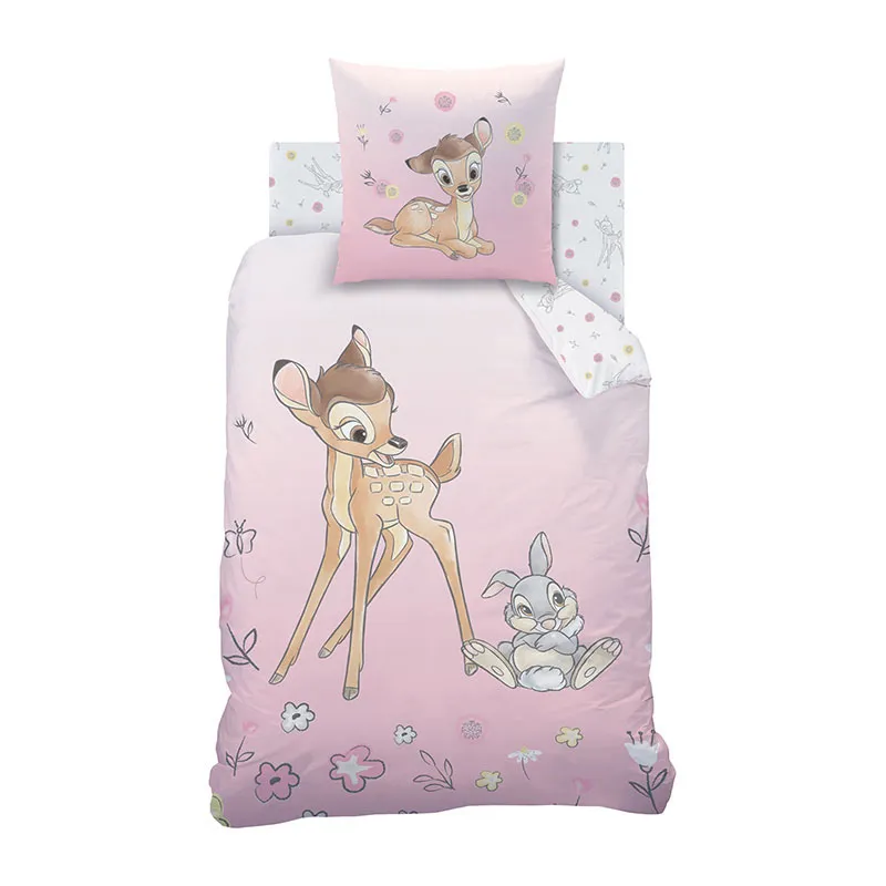 Parure 2pcs Bambi fleurs Rose - 140x200cm-1