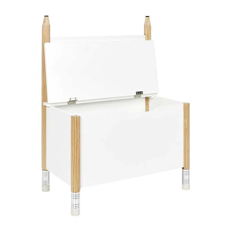 Banc coffre Crayon Bois/Blanc - 60x80x34cm-3