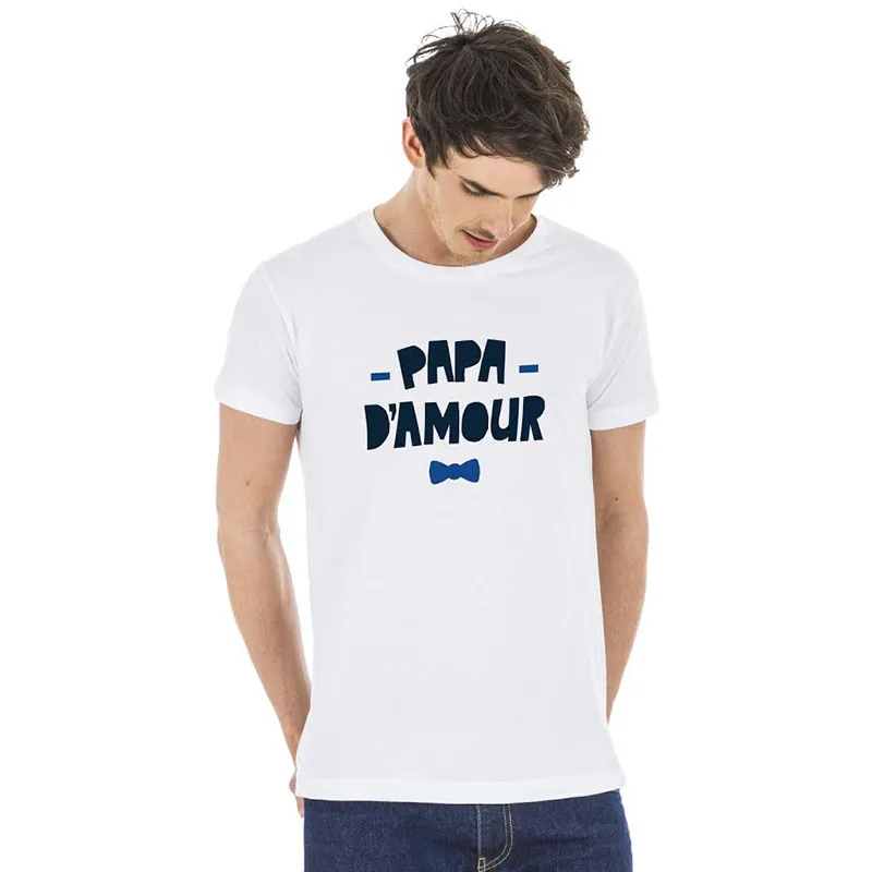 T-shirt Homme Papa d'amour BIO - Blanc-0