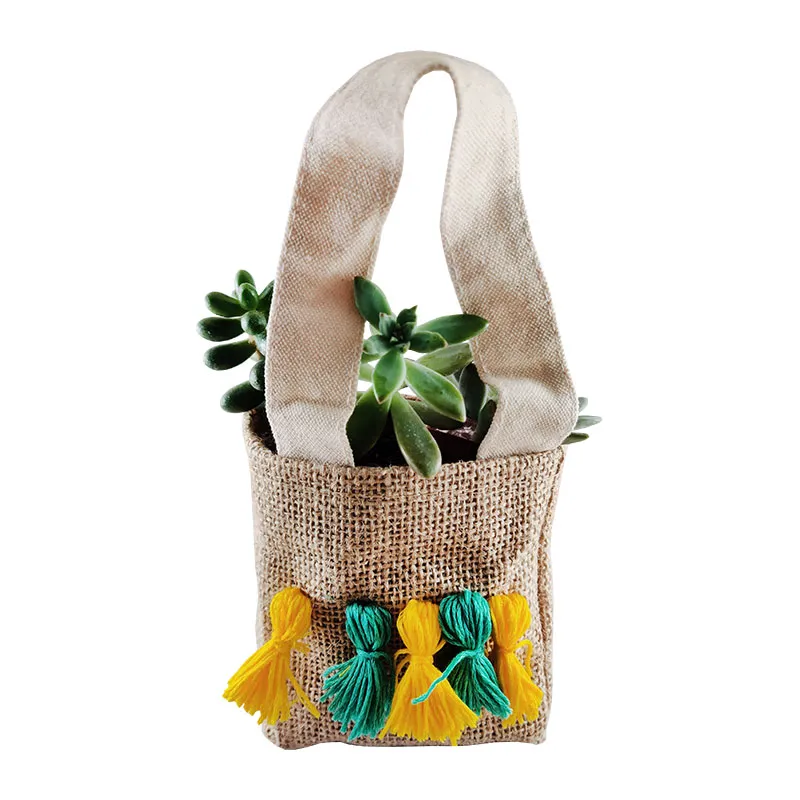 Sacs à fleurs jute à décorer 10x10cm 10pcs - 3+-4