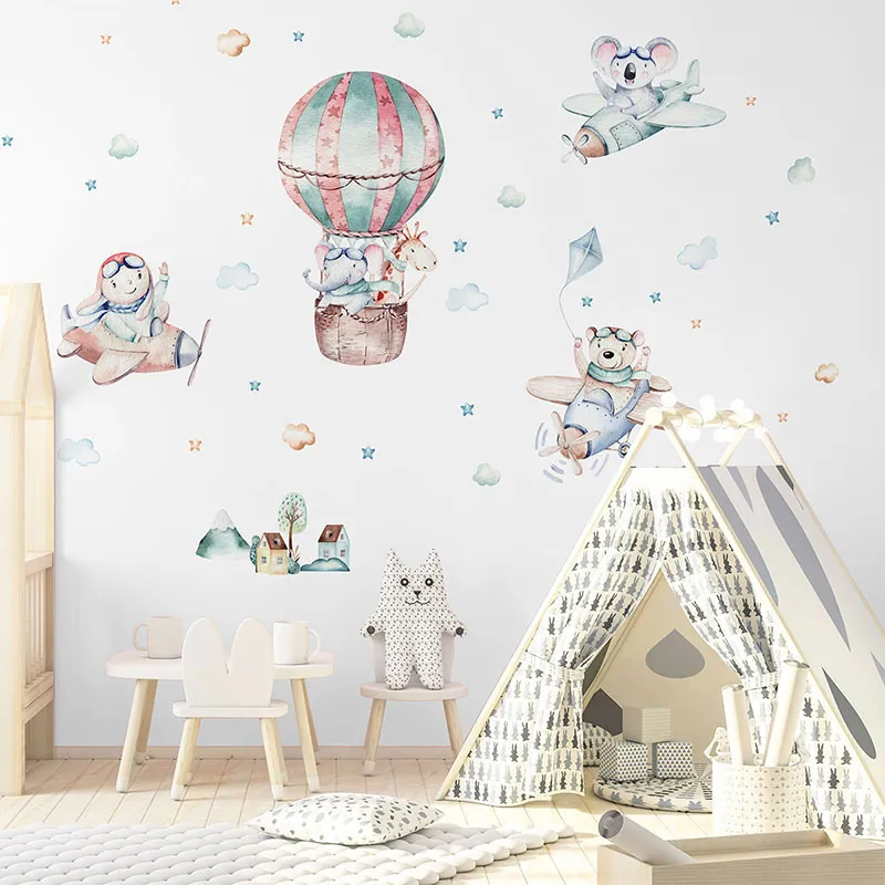 Stickers - Montgolfière & Animaux pilotes de ligne-0