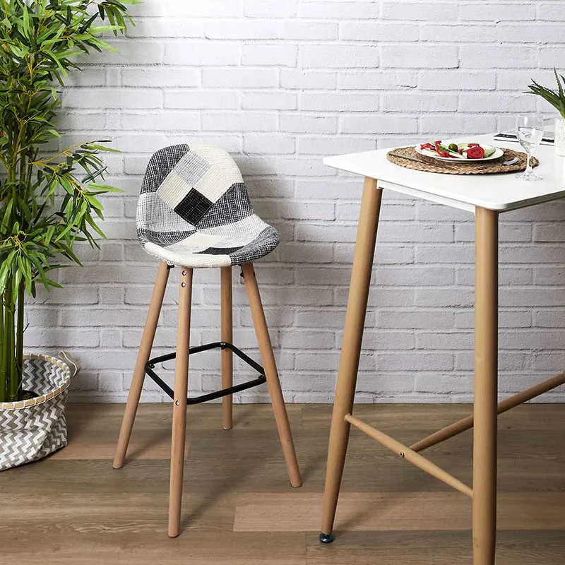 2 Tabourets de bar Patchwork Gris - 92,5x39x45cm-2