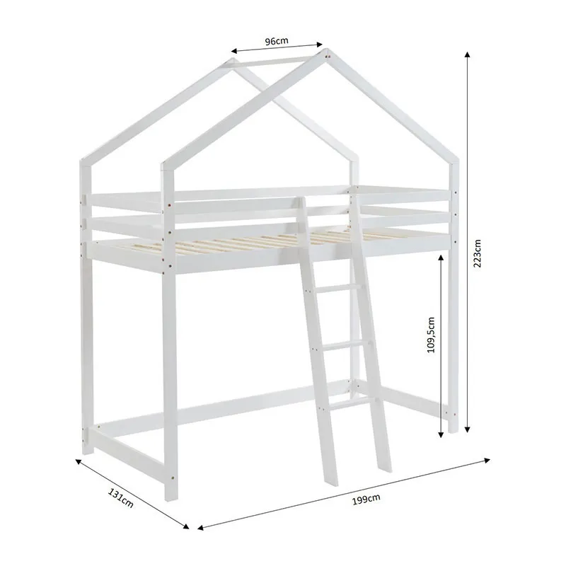 Lit mezzanine Tiny Pin Blanc - 90x190cm-5