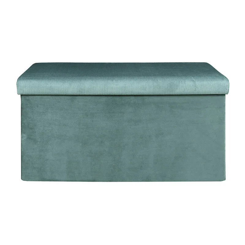 Coffre banc pliable velours Giulia Bleu - 77x38cm-2