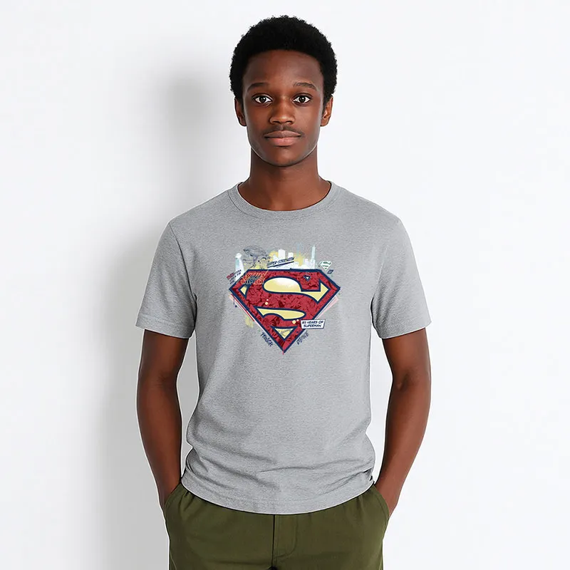 T-shirt BIO Homme Logo Superman - Gris chiné-0