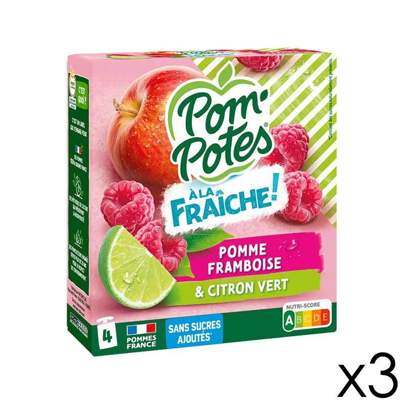 12 Compotes Gourdes À La Fraiche Pomme Framboise Citron - 12x90g-0
