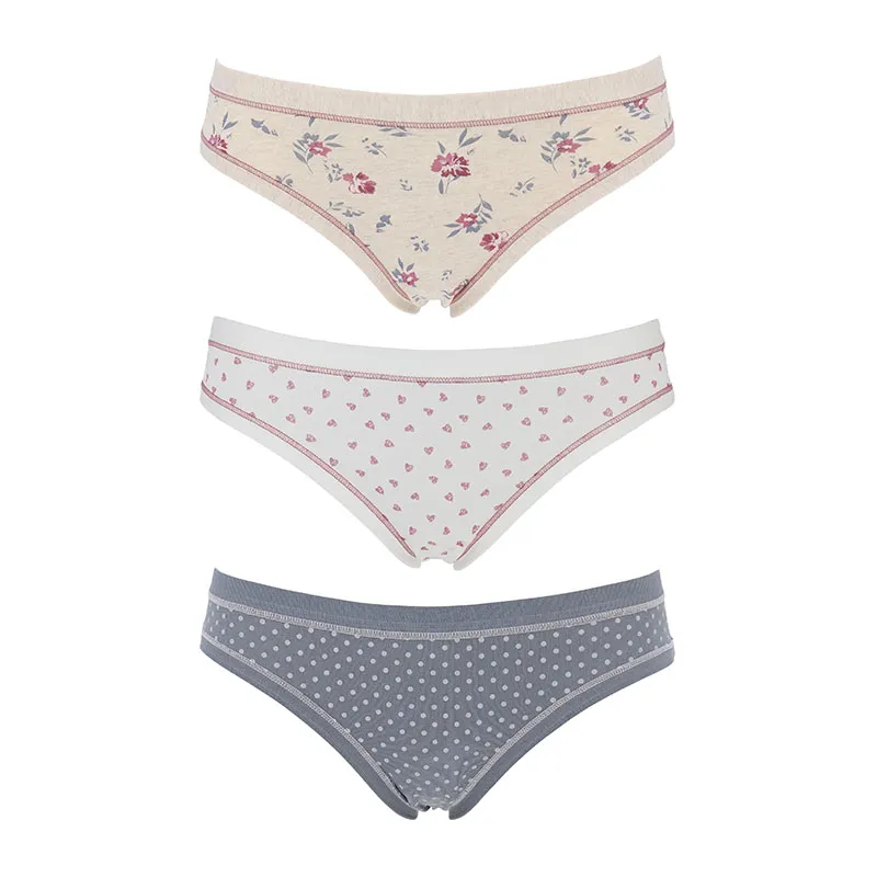 3 Culottes Mini Ass - Gris/Rose-0