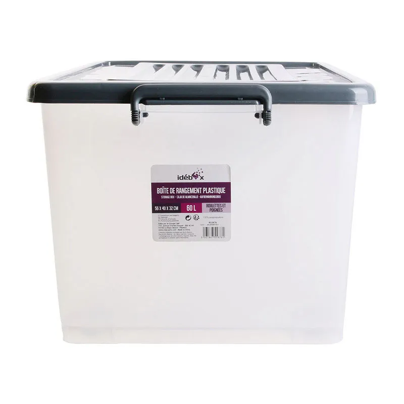 4 Boîtes de rangement 60L Gris - 40x57x31cm-2