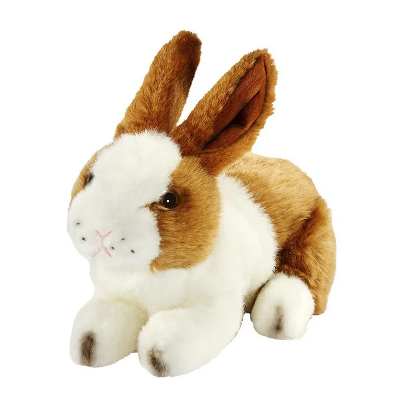 Peluche Lapin blanc/brun couché Anima - 24cm-0