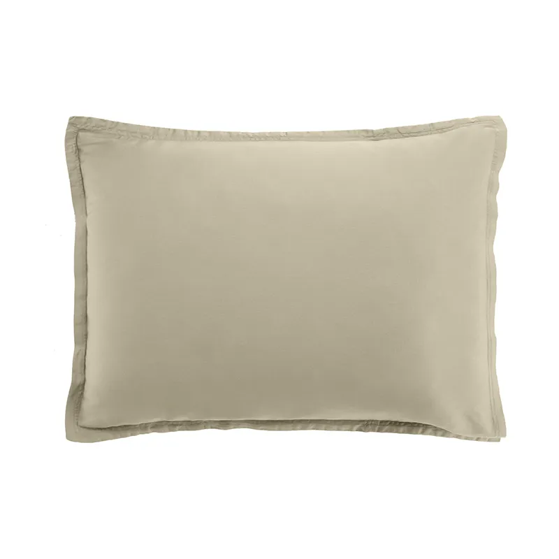 Taie d'oreiller Satin de Coton Beige-0