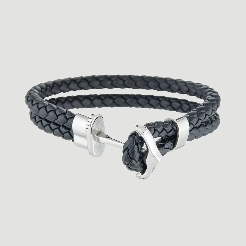 Bracelet corde Ancre - Noir/Argent-0