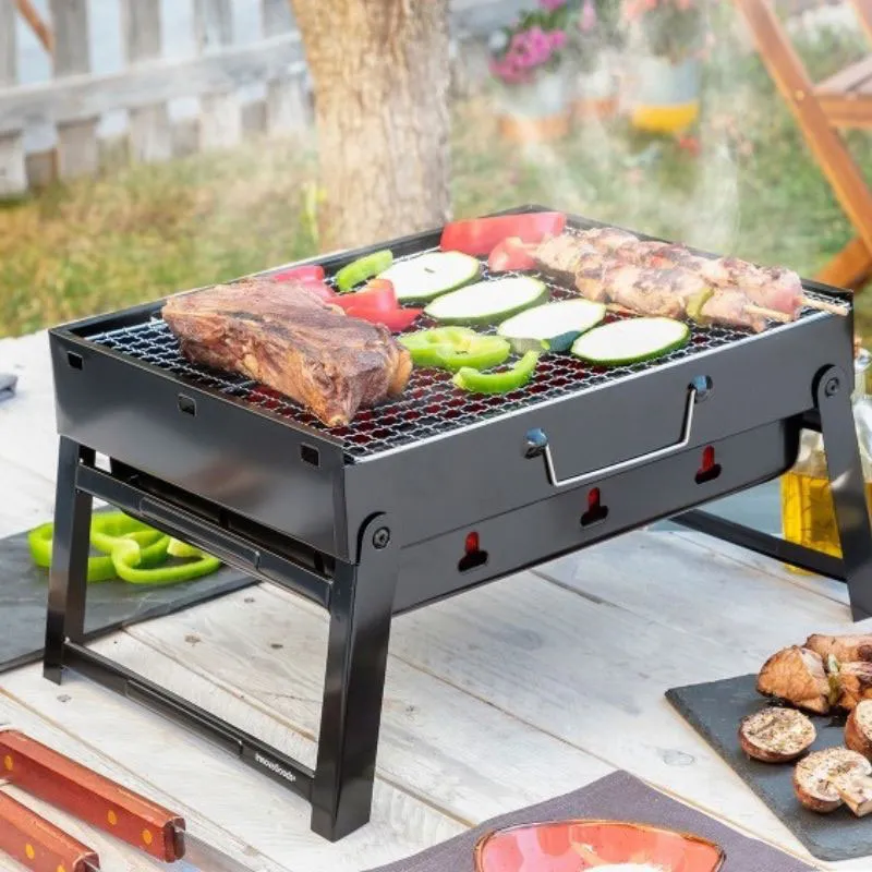 Barbecue pliable portatif à charbon - 41x28x20cm-0