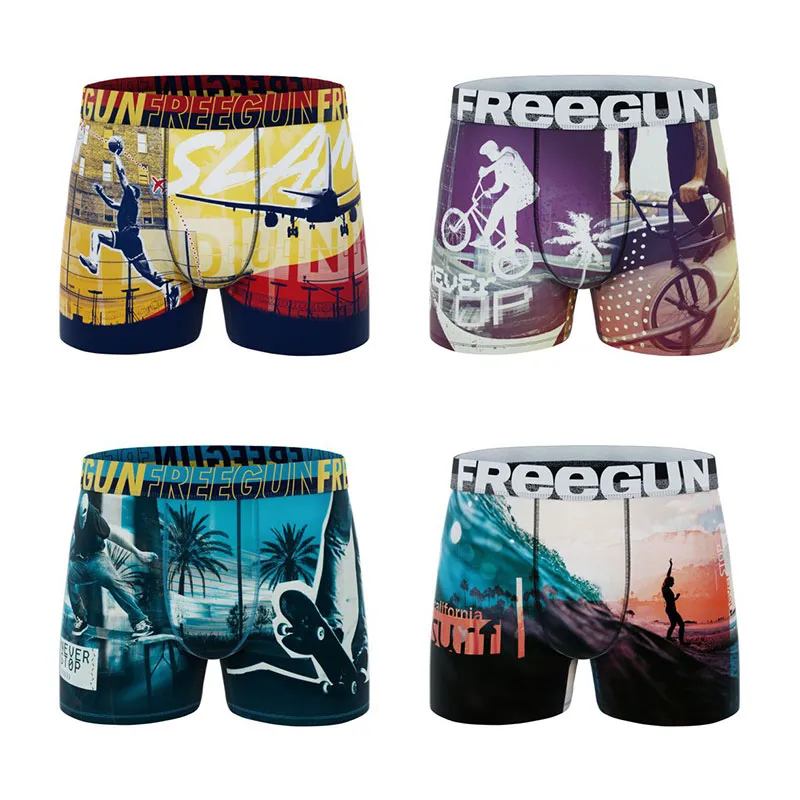 4 boxers homme Street Sport - Jaune/Bleu-1