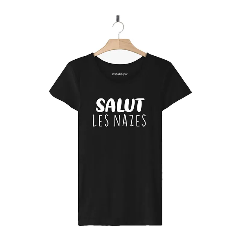 T-shirt Femme BIO Salut les nazes - Noir-0