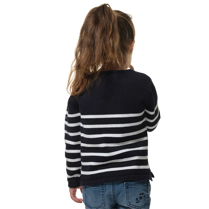 Pull Col rond à sequins Fille - Marine/Ecru-1