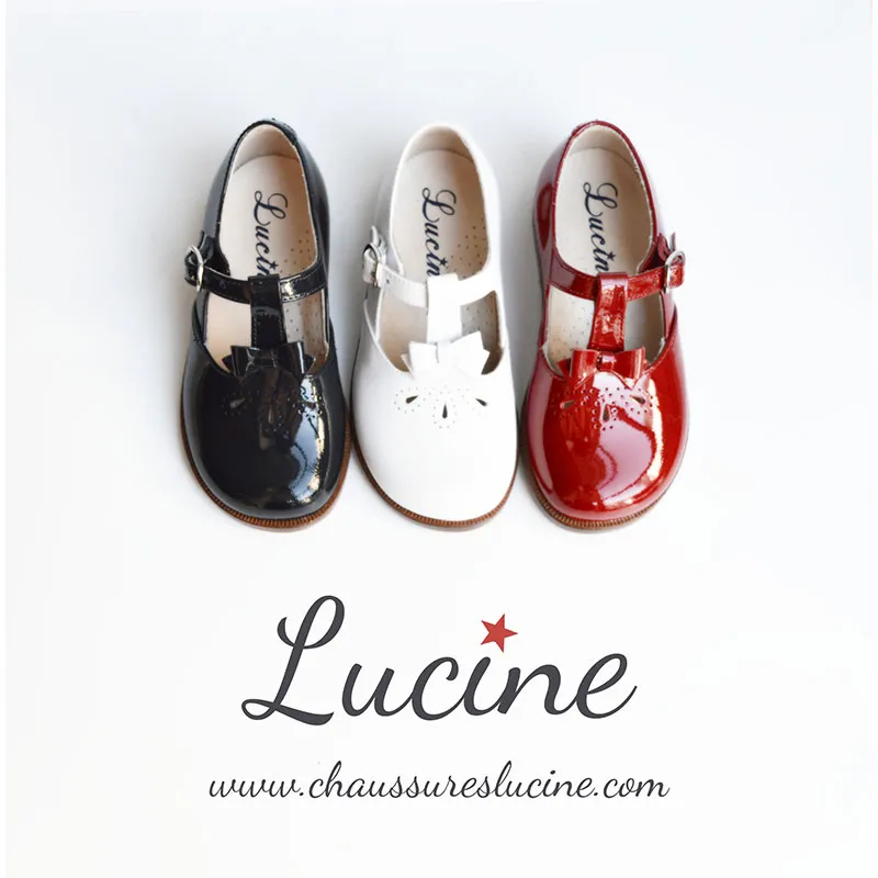 Chaussures Salomé RESISTANTES à boucle et noeud Artémis - Cuir vernis Rouge-1