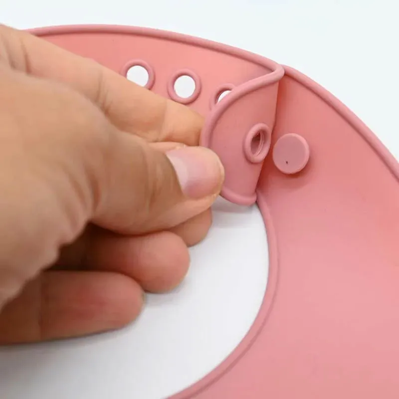 Bavoir en silicone avec récupérateur - Rose-2