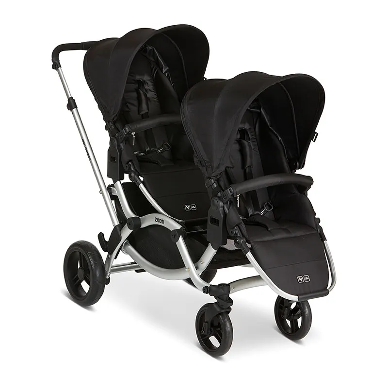 Duo Poussette Jumeaux Zoom + 2 Cosy Tulip + Adaptateurs Black - 0m+-1