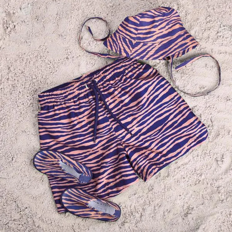 Short de bain Anti-UV Zèbre - Bleu/Orange-2