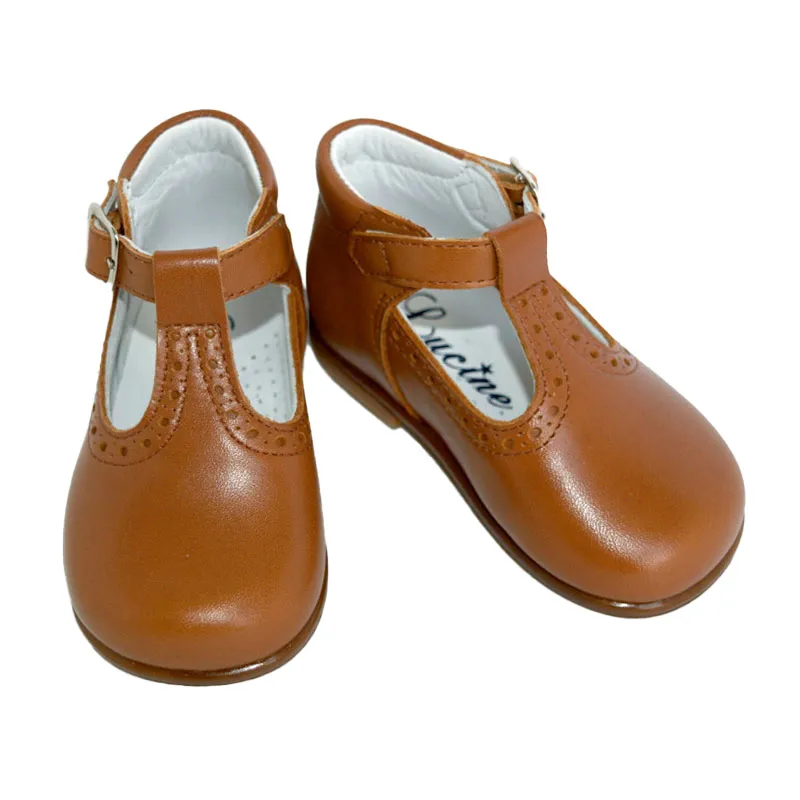 Chaussures bébé bottillons Salomé à boucle Axel - Cuir Camel-0