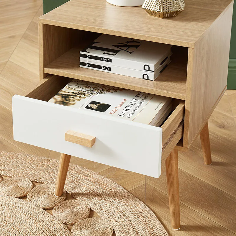 Table de chevet Ulos Effet chêne/Blanc - 40x39,5x50cm-4