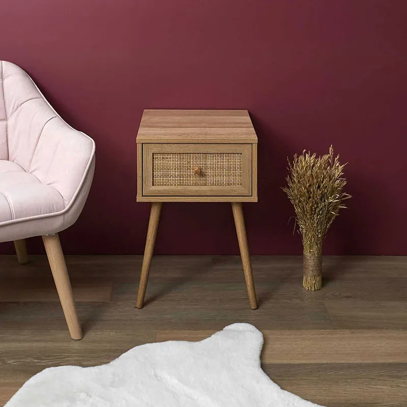 Table de chevet Bali 1 tiroir Bois - 55,4x39x39cm-0