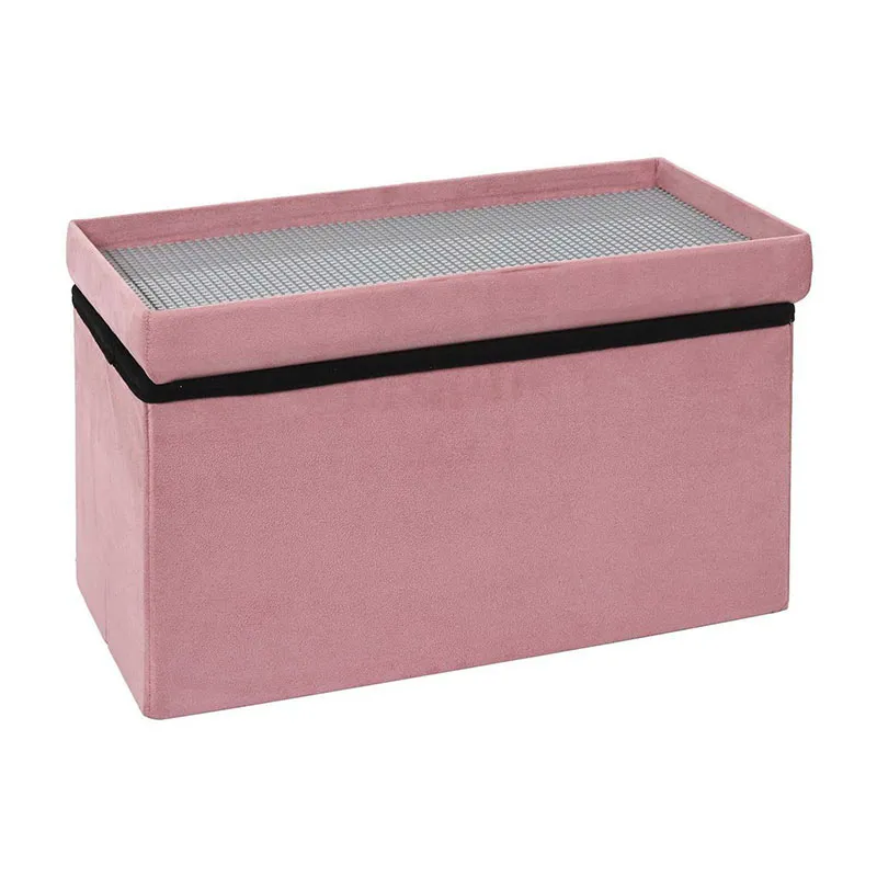 Coffre banc pliable Comp. Brique Rose - 52x27x30cm-2