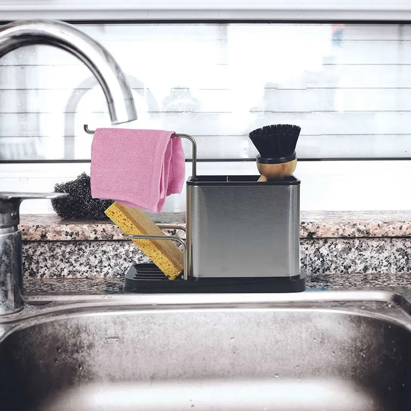 Porte éponge & Brosse Inox - 22x10x13cm-4
