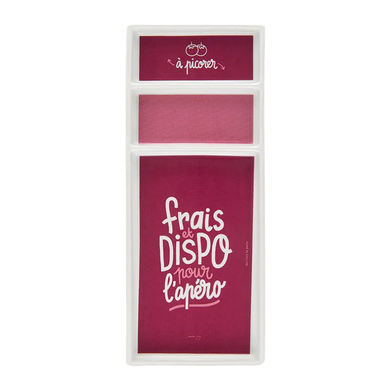 Plateau apéro + porte-piques Frais et dispo pour l'apéro - 12x31cm-0