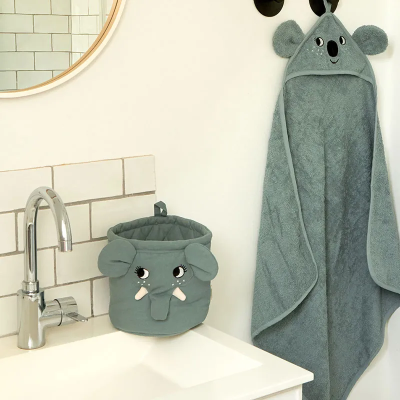 Mini panier Coton BIO Éléphant Bleu - 20cm-3