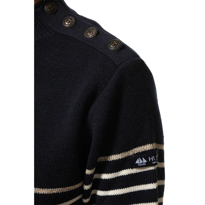 Pull marinière col cheminée Hilarias Femme - Marine/Écru-2
