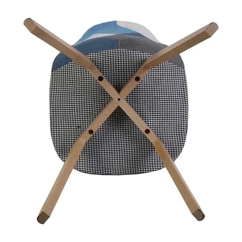 4 Chaises Patchwork Bleu/Gris --6