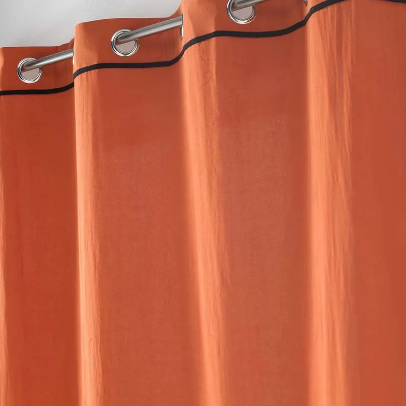 Rideau à Oeillets Coton lavé Linette Terracotta - 135x240cm-2