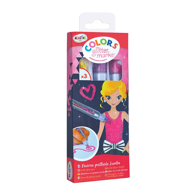 3 Feutres pailletés Jumbo Colors Glitter marker - 5+-0