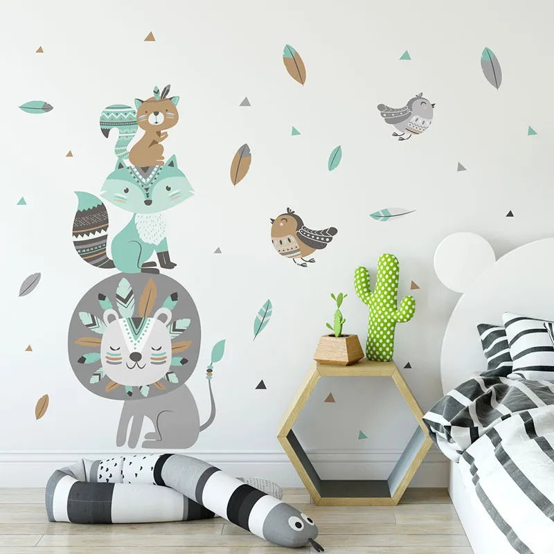 Stickers - Lion & ses amis Bleu-0